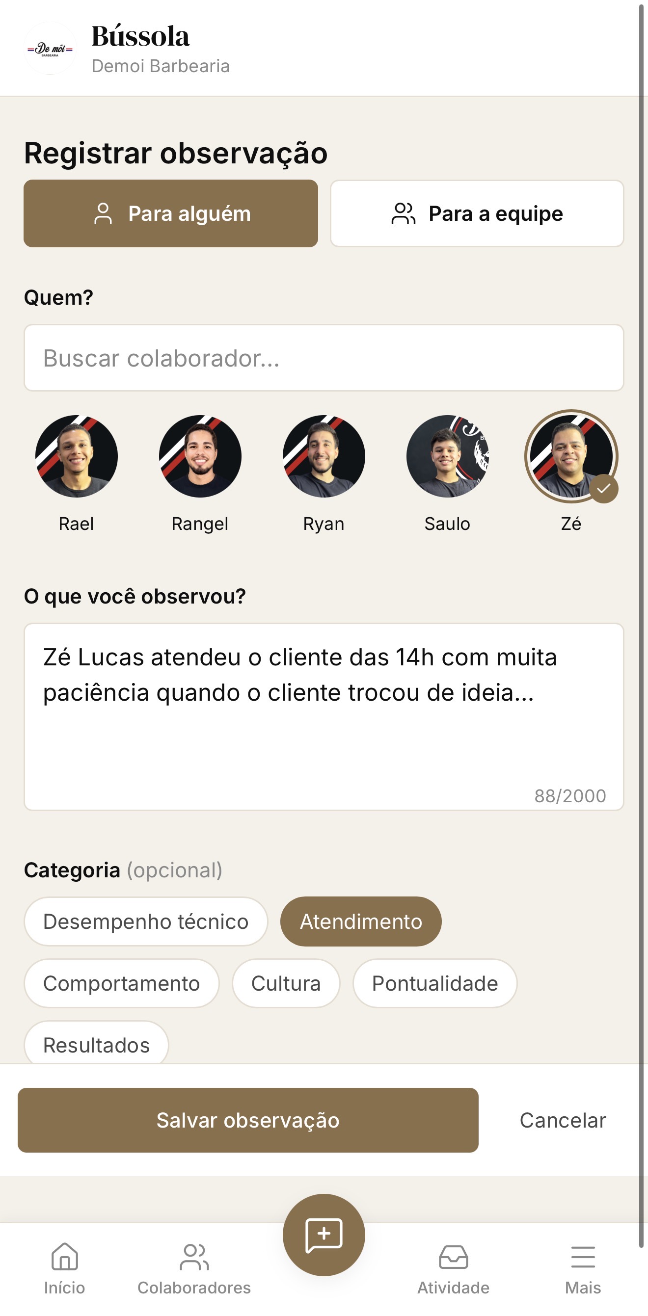 Você anota em segundos